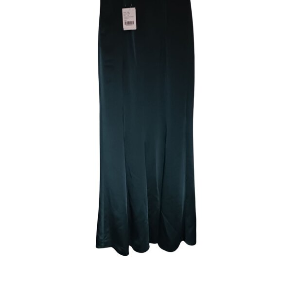 NEW‎ After Six Draped Cowl-Back Princess Line Dress Front Slit Evergreen Size 2 - Picture 8 of 14